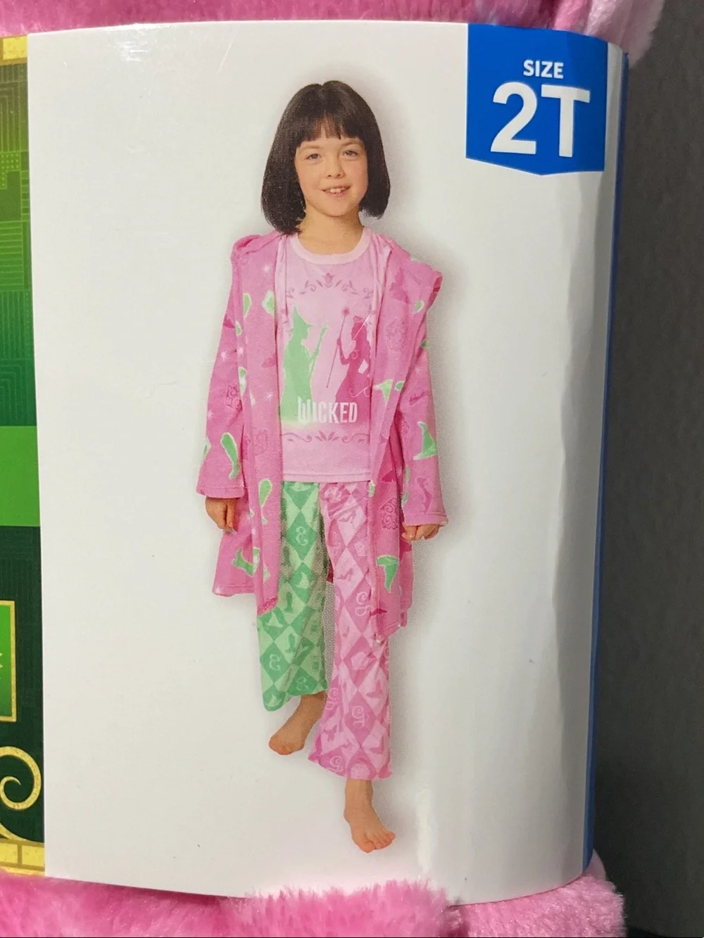 Wicked Kids Pink 3PC Robe & Pajama Set with Mint Star Accents - 2T